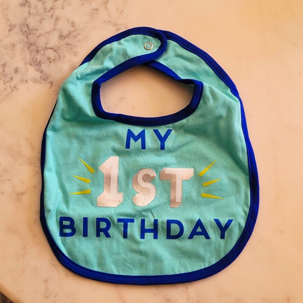 1st Birthday Blue Bib